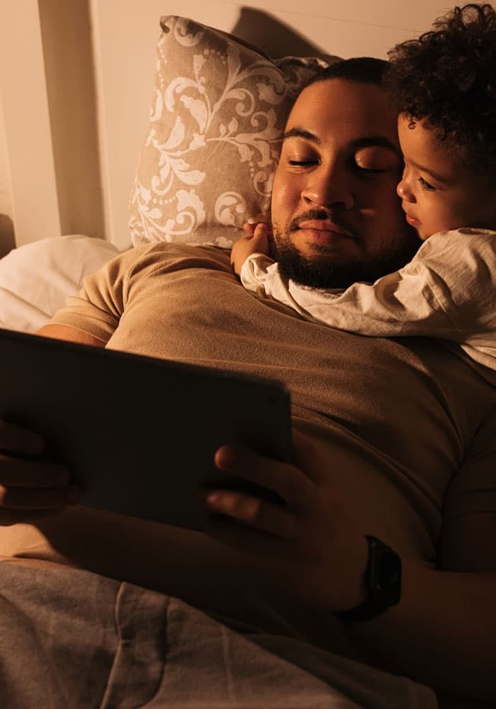 Father reading to child